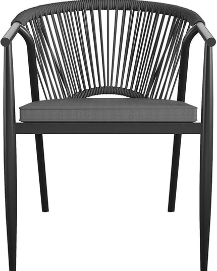 CosmoLiving by Cosmopolitan 88288BGYE Stacking Dining Chair Circi Collection, 4-Pack, Charcoal - LeafyLoom