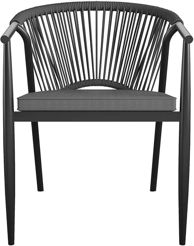 CosmoLiving by Cosmopolitan 88288BGYE Stacking Dining Chair Circi Collection, 4-Pack, Charcoal - LeafyLoom