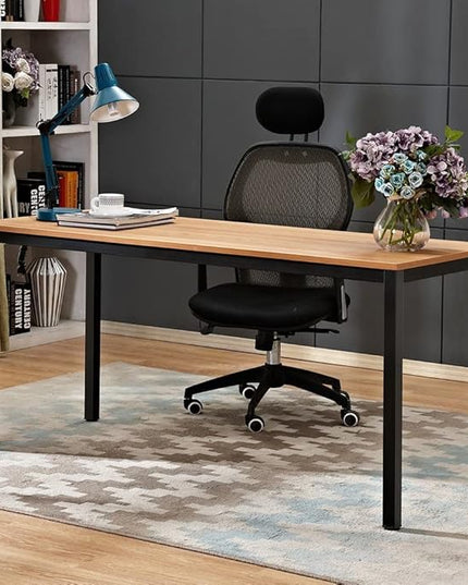 SogesGame Computer Desk, 47.2 inches Office Desk Computer Table Study Writing Desk Workstation for Home Office, Teak Black - LeafyLoom