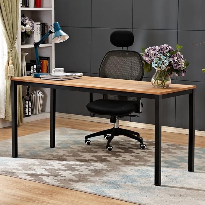SogesGame Computer Desk, 47.2 inches Office Desk Computer Table Study Writing Desk Workstation for Home Office, Teak Black - LeafyLoom