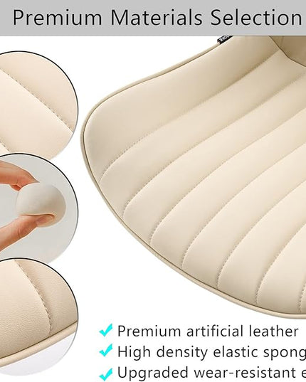YOUNIKE Office Chair Swivel Desk Chair Upholstered Leather Height Adjustable with Wheels Computer Task Chair Modern Rolling Armless with Back, Beige, Loads 300 lbs - LeafyLoom