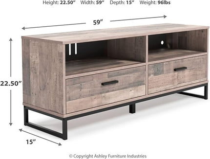 Signature Design by Ashley Neilsville 60" Medium TV Stand, Light Brown - LeafyLoom