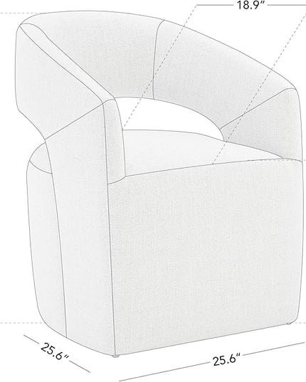 Dining Chairs with Casters Upholstered Modern Armchair with Rollers for Diningroom Bedroom Livingroom Reading Room, 32.25''H, Light Grey - LeafyLoom