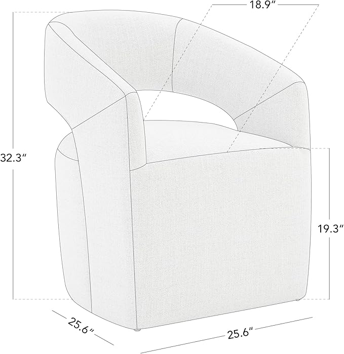 Dining Chairs with Casters Upholstered Modern Armchair with Rollers for Diningroom Bedroom Livingroom Reading Room, 32.25''H, Light Grey - LeafyLoom