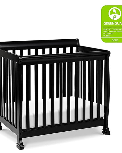 DaVinci Kalani 4-in-1 Convertible Mini Crib in Ebony | Greenguard Gold Certified - LeafyLoom