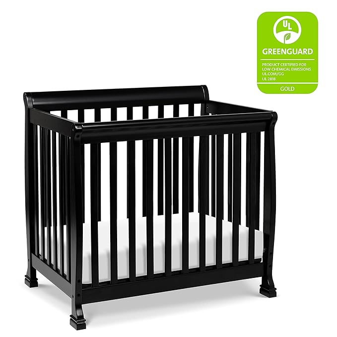 DaVinci Kalani 4-in-1 Convertible Mini Crib in Ebony | Greenguard Gold Certified - LeafyLoom