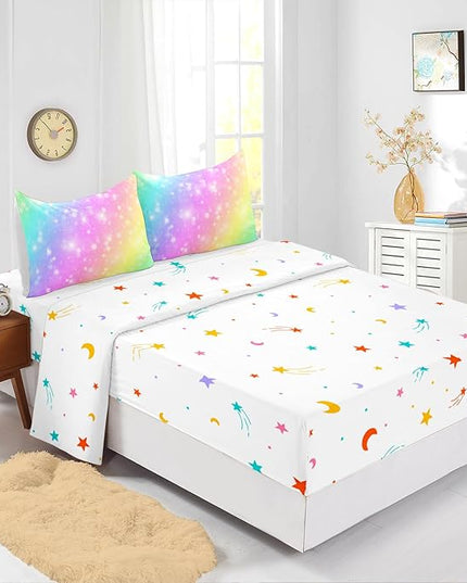 Rainbow Comforter Set 5 pcs Full,Pink Bedding,Bed in A Bag 5 pcs Rainbow Comforter,Kids Princess Comforter Set Full,Rainbow Bedding for Teen Girls Adults - LeafyLoom