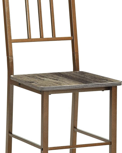 NicBex Small Dining Table for 2 Kitchen Table and Chairs Dining Set for 2, Square Wooden Dining Table with 4 Legs and 2 Metal Chair for Home Office, Kitchen, Dining Room, Antique Brown - LeafyLoom