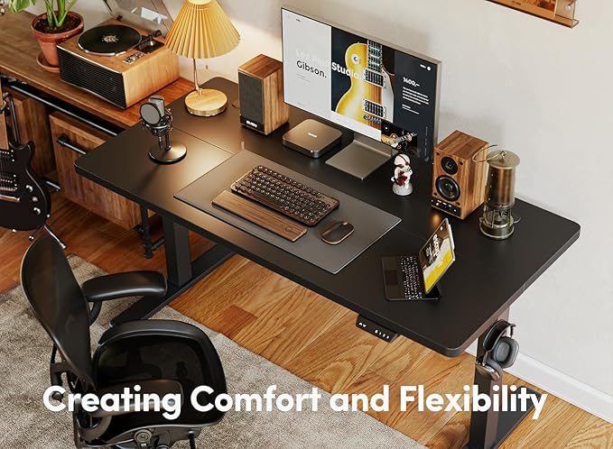 BANTI 63'' Standing Desk, Electric Stand up Height Adjustable Home Office Table, Sit Stand Desk with Splice Board, Black - LeafyLoom