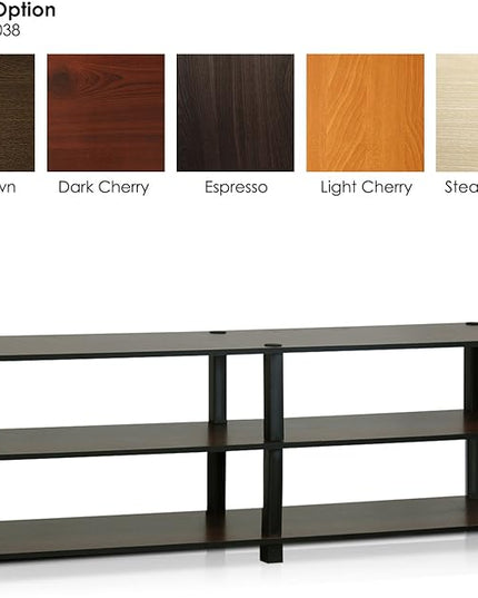 Furinno Turn-S-Tube No Tools 3-Tier Entertainment TV Stands, Dark Brown and Black, Square Corner/Wide - LeafyLoom