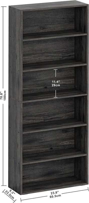 IRONCK Bookshelves and Bookcases Floor Standing 6 Tier Display Storage Shelves 70in Tall Bookcase Home Decor Furniture for Home Office, Living Room, Bed Room - LeafyLoom
