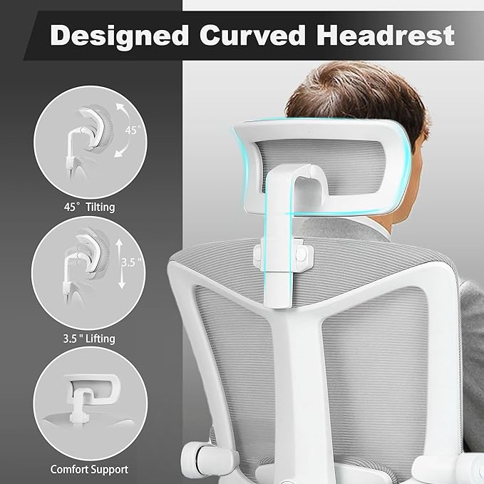 Vonesse Ergonomic Office Chair High Back Computer Mesh Office Chair with Footrest Big and Tall Office Chair Adjustable Home Office Chair Swivel Rolling Reclining Desk Chair Grey - LeafyLoom