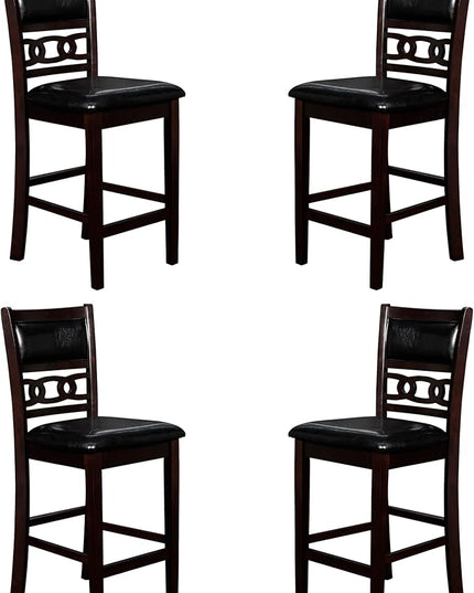 New Classic Furniture Gia Counter Dining Chair (Set of Four), Black PU Upholstered Seat & Back Rest, Ebony - LeafyLoom