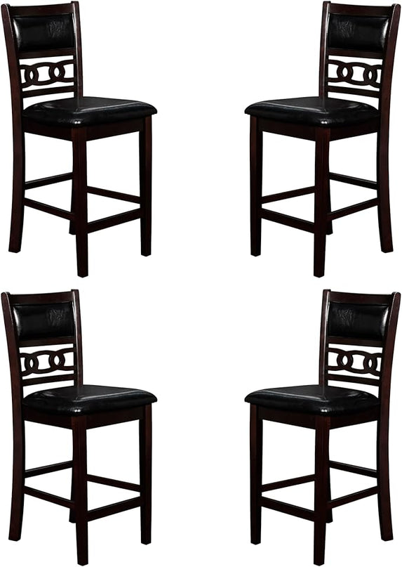 New Classic Furniture Gia Counter Dining Chair (Set of Four), Black PU Upholstered Seat & Back Rest, Ebony - LeafyLoom