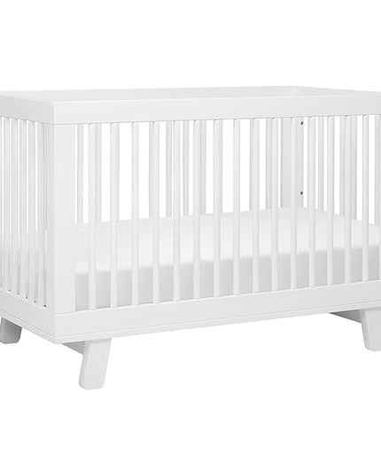 Babyletto Hudson 3-in-1 Convertible Crib with Toddler Bed Conversion Kit in White, Greenguard Gold Certified , 53.75x29.75x35 Inch (Pack of 1) - LeafyLoom