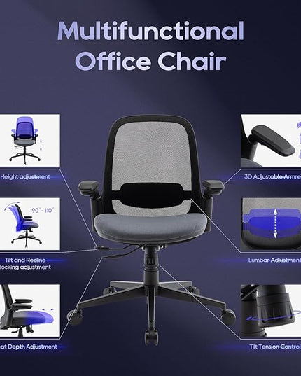 COLAMY 3084 mesh Office Chair, Black & Grey-2 Set - LeafyLoom