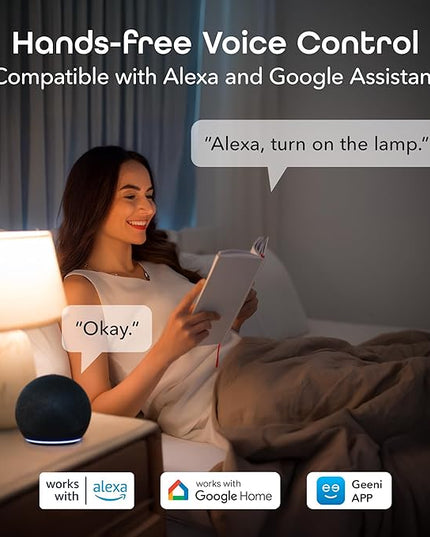 Geeni Smart Light Bulbs - Color Changing & Tunable White, Dimmable, Works with Alexa & Google Home, 2.4 GHz WiFi, A19, 800 lm, 4 Pack Geeni