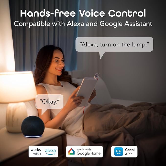 Geeni Smart Light Bulbs - Color Changing & Tunable White, Dimmable, Works with Alexa & Google Home, 2.4 GHz WiFi, A19, 800 lm, 4 Pack Geeni