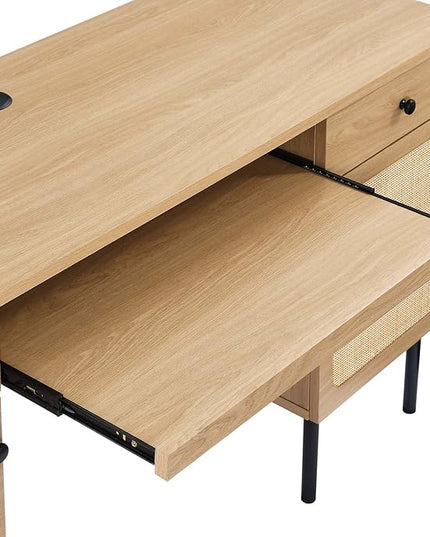 Modway Chaucer Modern Wood Grain Computer Office Desk, Oak - LeafyLoom