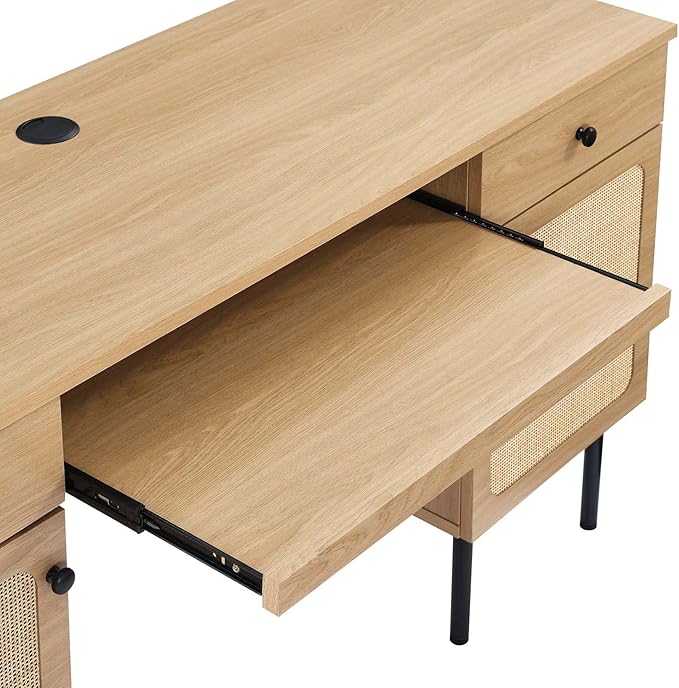 Modway Chaucer Modern Wood Grain Computer Office Desk, Oak - LeafyLoom