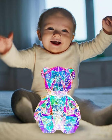 LED Colorful Teddy Bear Night Light, Kids Toys, Bedside Lamp, Mom Kids Birthday Valentine's Day Gift - Table Decoration - with USB Plug and Gift Box - LeafyLoom