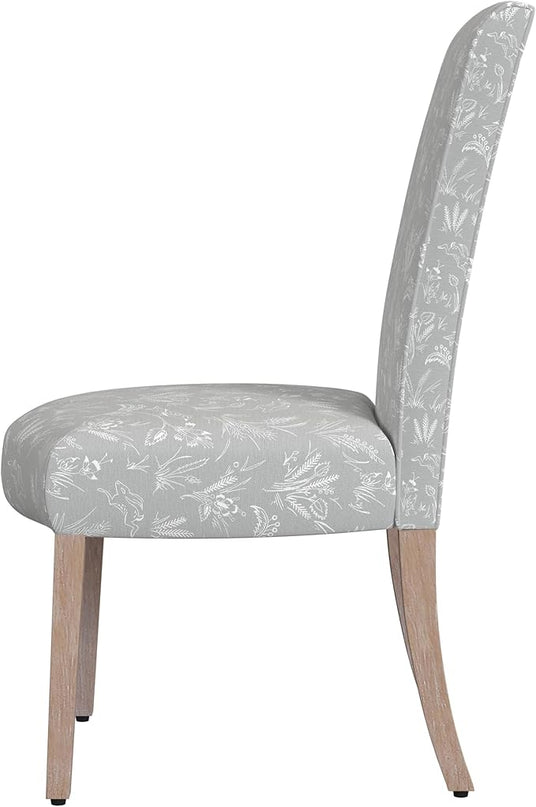 HomePop Classic Parsons Dining Chairs, Light Gray Floral with Animal Motifs(Set of 2) - LeafyLoom