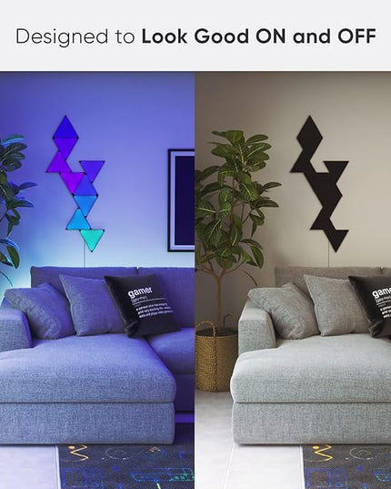 Nanoleaf Shapes WiFi and Thread Smart RGBW 16M+ Color LED Dimmable Gaming and Home Decor Wall Lights Smarter Kits (Black Triangles Smarter Kit (9 Pack) NANOLEAF