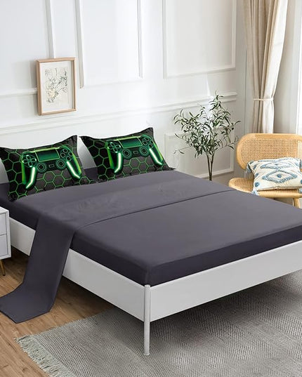 Kids Gaming Bedding Sets, 6 Piece Gamer Comforter Sets for Teens Boys Full Size for Bedroom Comforter Set Adult 3D Gamepad Microfiber Bedding Sets Fits All Season Full Size Comforter Sets - LeafyLoom