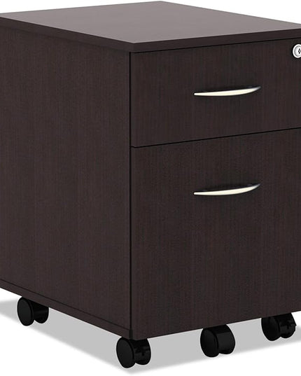 Alera ALEVABFES Valencia Series 15.88 in. x 19.13 in. x 22.88 in. Mobile Box/File Pedestal - Espresso - LeafyLoom