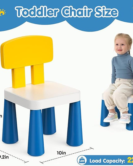 Arscniek 2Pcs Plastic Toddler Chair, Lightweight and Sturdy Kids Chair, 17" Height Little Seat Chairs for Home, Kindergarten, Playroom, Lawn, Beach, Indoor or Outdoor Use for Girls Boys Age 3-7 (Blue) - LeafyLoom