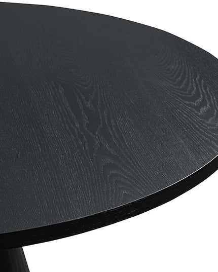 Retro Round Minimalist Elegant 4 Peoples, Rubber Wood, Exquisite Workmanship and Full Assembly Required, for Kitchen, Room, 1 Piece Dining Table Set, Black 18 - LeafyLoom