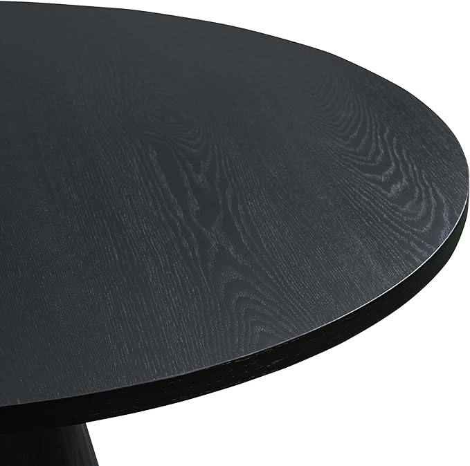 Retro Round Minimalist Elegant 4 Peoples, Rubber Wood, Exquisite Workmanship and Full Assembly Required, for Kitchen, Room, 1 Piece Dining Table Set, Black 18 - LeafyLoom