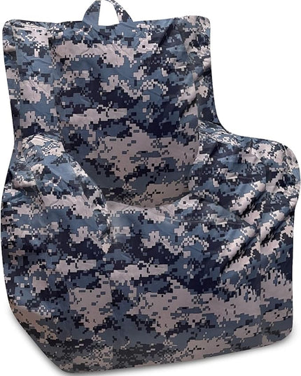 Posh Creations Structured Comfy Bean Bag Chair for Gaming, Reading and Watching TV, Pasadena Chair, Nylon - Camo Digital - LeafyLoom