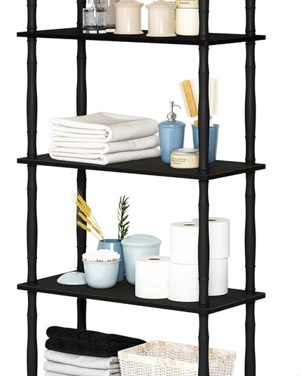 Furinno Turn-N-Tube 5-Tier Multipurpose Shelf / Display Rack / Storage Shelf / Bookshelf, Classic Tubes, Espresso/Black - LeafyLoom