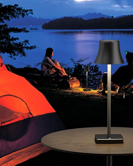 SAKRINGT LED Cordless Table Lamps Rechargeable,5000mAh Battery Operated Table Light,3 Color Stepless Dimming,Portable Small Desk Lamp in Aluminum for Party Patio Restaurant Indoor/Outdoo - LeafyLoom