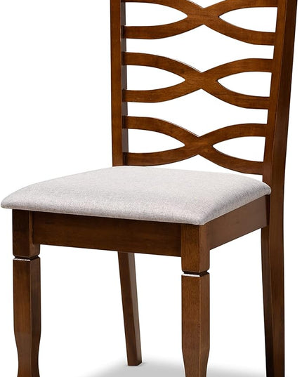 Baxton Studio Mila Modern and Contemporary Grey Fabric Upholstered and Walnut Brown Finished Wood 7-Piece Dining Set - LeafyLoom