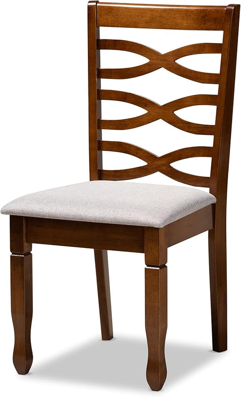 Baxton Studio Mila Modern and Contemporary Grey Fabric Upholstered and Walnut Brown Finished Wood 7-Piece Dining Set - LeafyLoom
