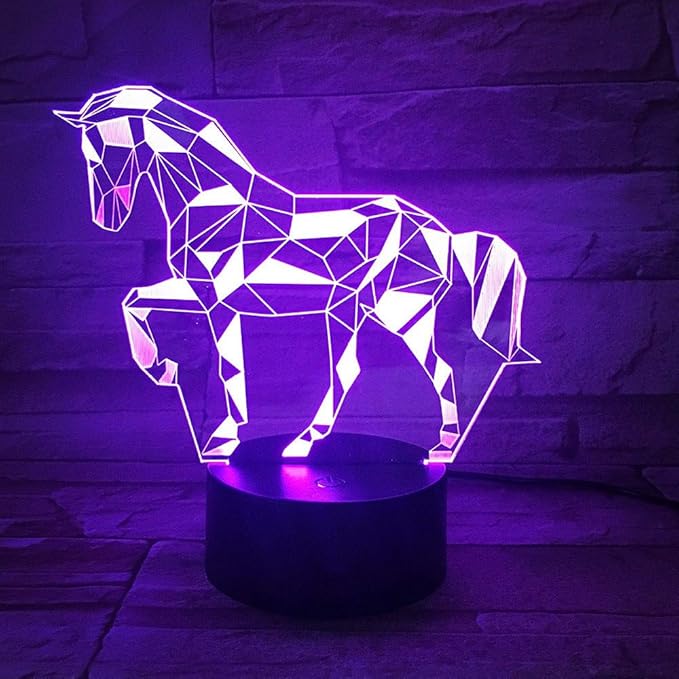 3D Horse Lamp, Optical Illusion Night Light for Room Decor & Nursery, Cool Birthday Gifts & 7 Color Changing Toys for Kids, Girls, Boys & Horse Lovers - LeafyLoom