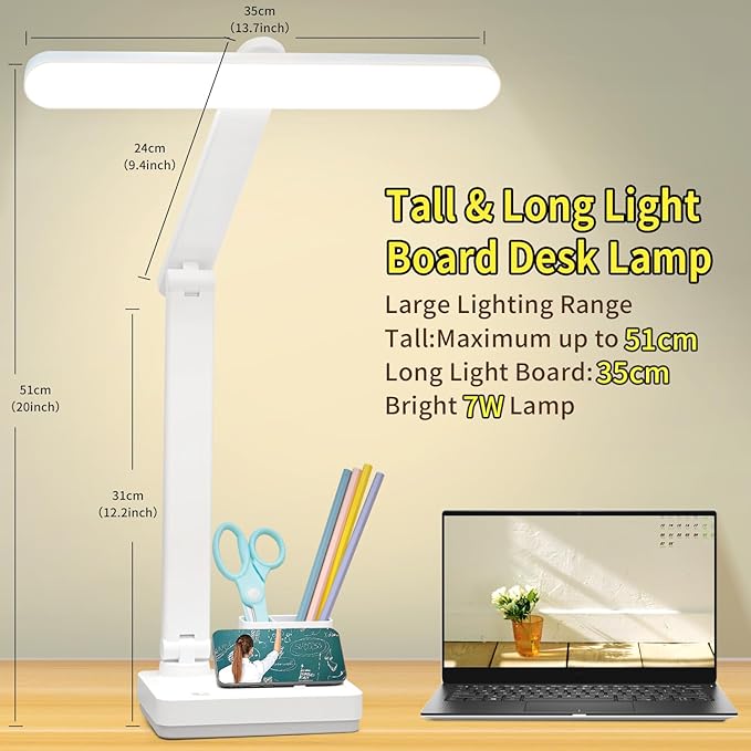 Cordless Desk Table Lamp Reading Light Rechargeable Battery 4000mah, Tall & Large Light 50 LED,Touch 3 Modes,2 Ways Power,Dimmable, Bedroom Bedside Lamp,20 Inch - LeafyLoom
