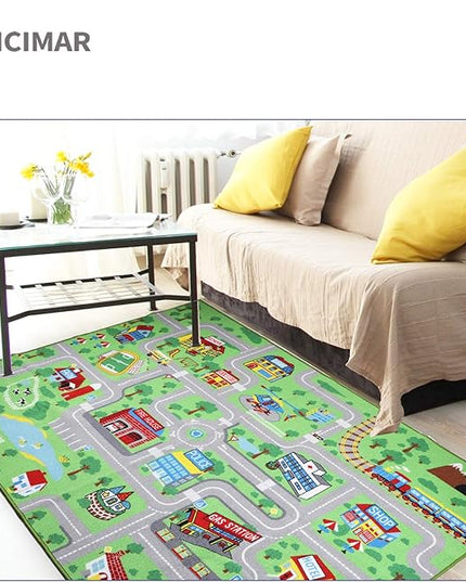 Kids Carpet Playmat Rug,6.6x5.0 ft Extra Large City Life Carpet Learning Exercise Mat Educational Car Rug Play Game Rug for Baby Toddler Boy Bedroom Playroom - LeafyLoom