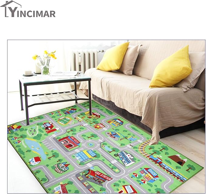 Kids Carpet Playmat Rug,6.6x5.0 ft Extra Large City Life Carpet Learning Exercise Mat Educational Car Rug Play Game Rug for Baby Toddler Boy Bedroom Playroom - LeafyLoom