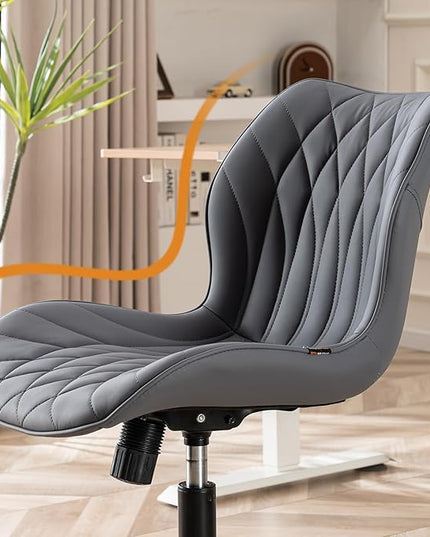 YOUNUOKE Office Desk Chair, Comfy Home Office Chairs, Small Comfortable Desk Chairs with Wheels, Armless PU Leather Chairs for Computer Conference, Purple - LeafyLoom