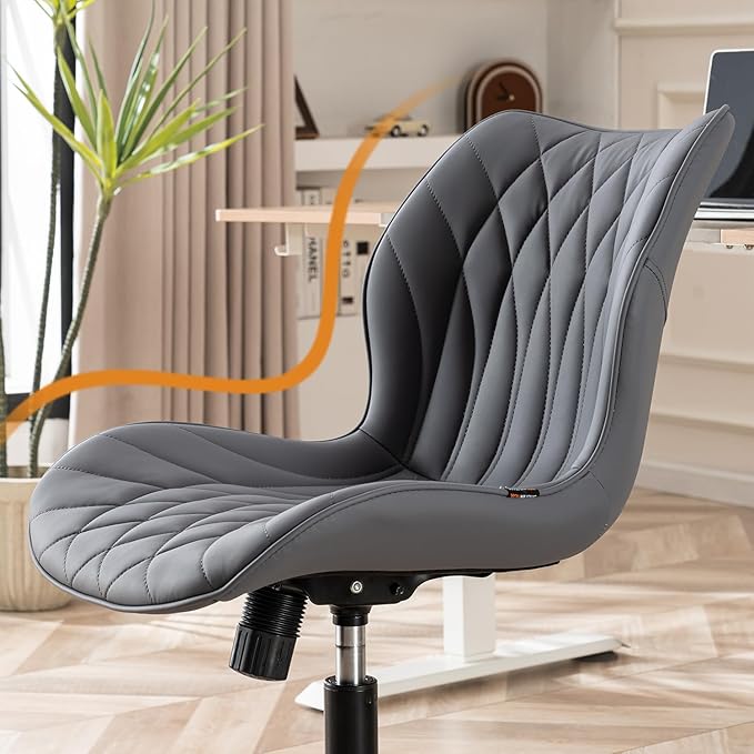 YOUNUOKE Office Desk Chair, Comfy Home Office Chairs, Small Comfortable Desk Chairs with Wheels, Armless PU Leather Chairs for Computer Conference, Purple - LeafyLoom