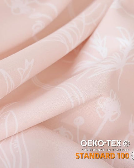 JANZAA Pink Comforter Set Queen Floral Comforter Set 3 PCS Cute Bedding Sets Blush Comforter Set Plant Flowers Printed on Fluffy Comforter Set for All Season - LeafyLoom
