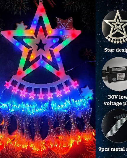Outdoor Christmas Decorations, Aokudoni 12.6ft 350LED Waterfall Lights, 8 Modes Christmas Lights, Christmas Decorations for Tree, Outdoor Christmas Lights for House Tree Holiday Party, Multicolor Aokudoni