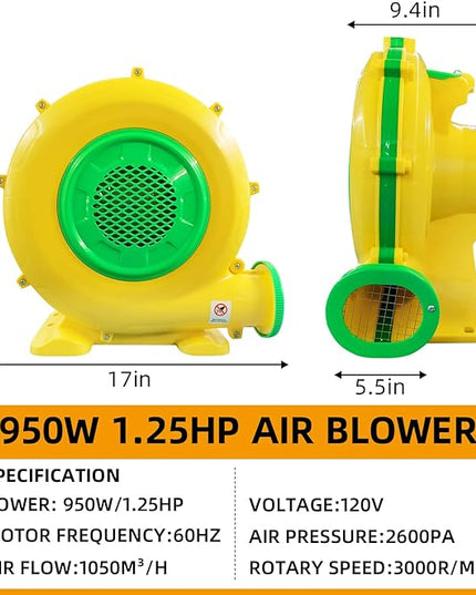 480W 0.64HP Air Blower, QILEBA Powerful Inflatable Bounce House Blower, Portable Electric Blower Fan Pump Perfect for Inflatable Bounce House, Bouncy Castle, Jumper, Water Slid, Blower Corded (480W) - LeafyLoom