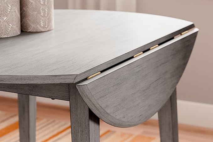 Signature Design by Ashley Shullden Casual Round Dining Small Drop Leaf Table, Seats up to 4, Gray - LeafyLoom