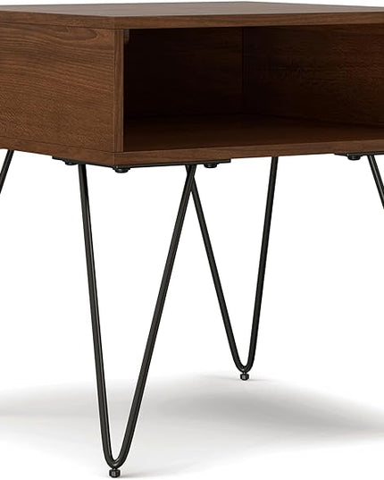 SIMPLIHOME Hunter End Table, 22 inch, Walnut Veneer - LeafyLoom