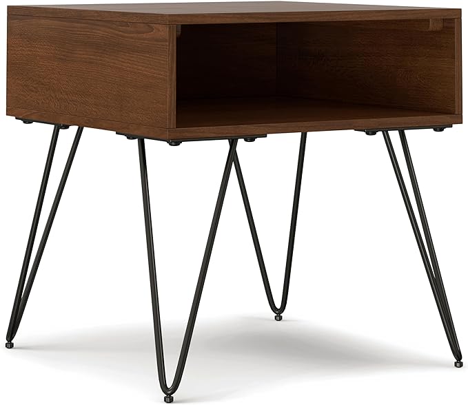 SIMPLIHOME Hunter End Table, 22 inch, Walnut Veneer - LeafyLoom