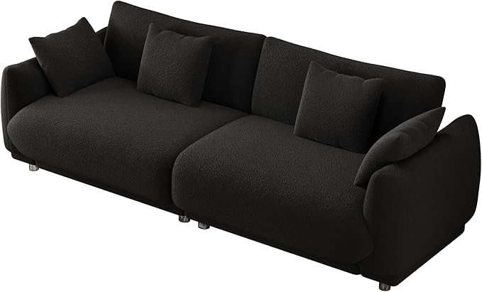 NicBex Sectional Couch Sofa with 4 Throw Pillows Modern Cloud Couch for Living Room Furniture Sets with Metal Legs AMD Sponge Filled, Modular Sofa for Living Room, Bedroom, Apartment, 86.6" L, Black - LeafyLoom